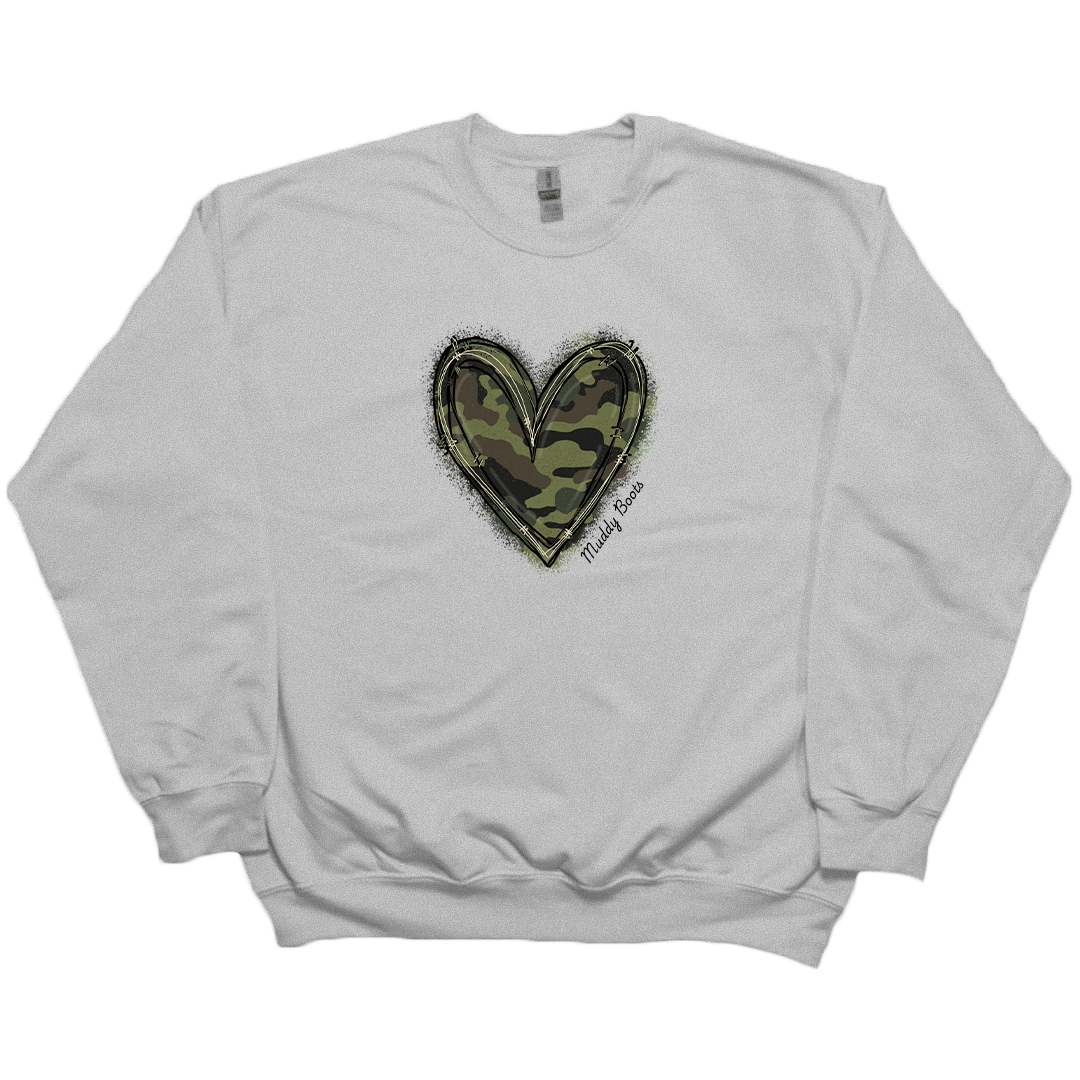 Hidden Heart Adult Crew Neck Sweatshirt - Muddy Boots Clothing - Crew Neck Sweatshirt