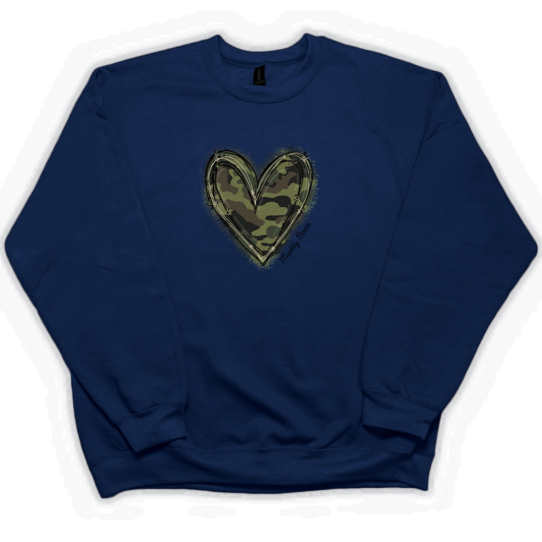 Hidden Heart Adult Crew Neck Sweatshirt - Muddy Boots Clothing - Crew Neck Sweatshirt