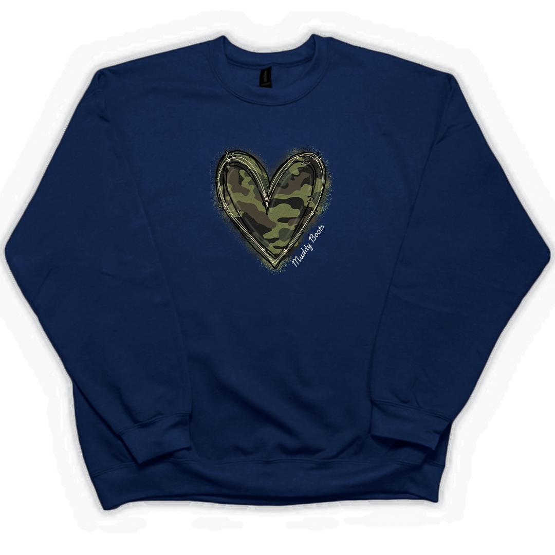 Hidden Heart Adult Crew Neck Sweatshirt - Muddy Boots Clothing - Crew Neck Sweatshirt
