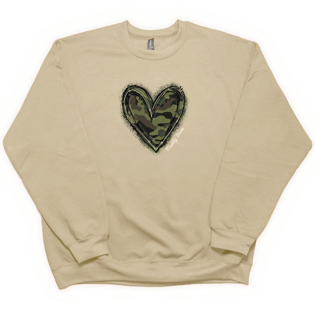 Hidden Heart Adult Crew Neck Sweatshirt - Muddy Boots Clothing - Crew Neck Sweatshirt
