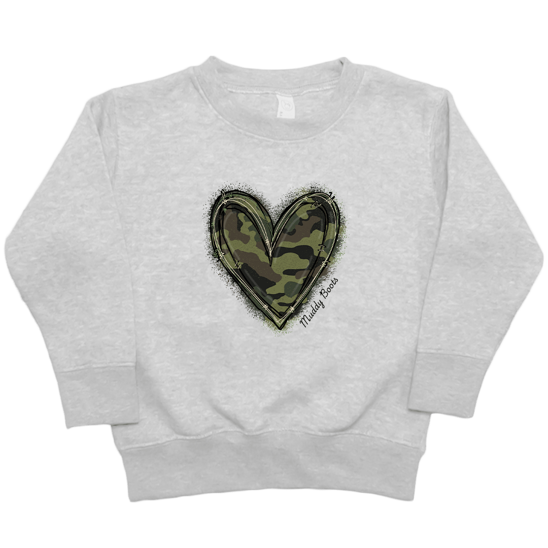 Hidden Heart Kids Crew Neck Sweatshirt - Muddy Boots Clothing - Crew Neck Sweatshirt