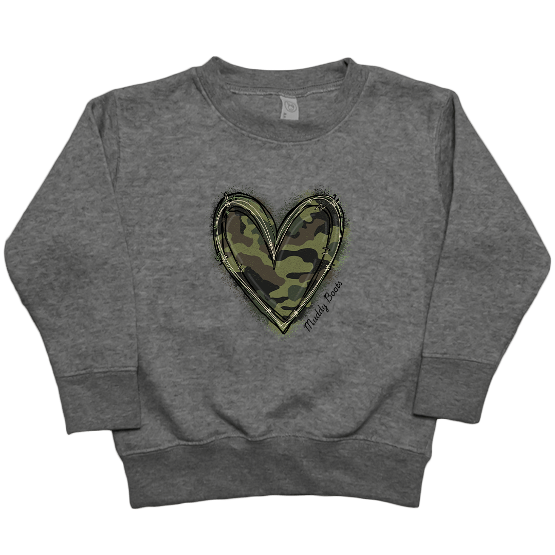 Hidden Heart Toddler Crew Neck Sweatshirt - Muddy Boots Clothing - Crew Neck Sweatshirt