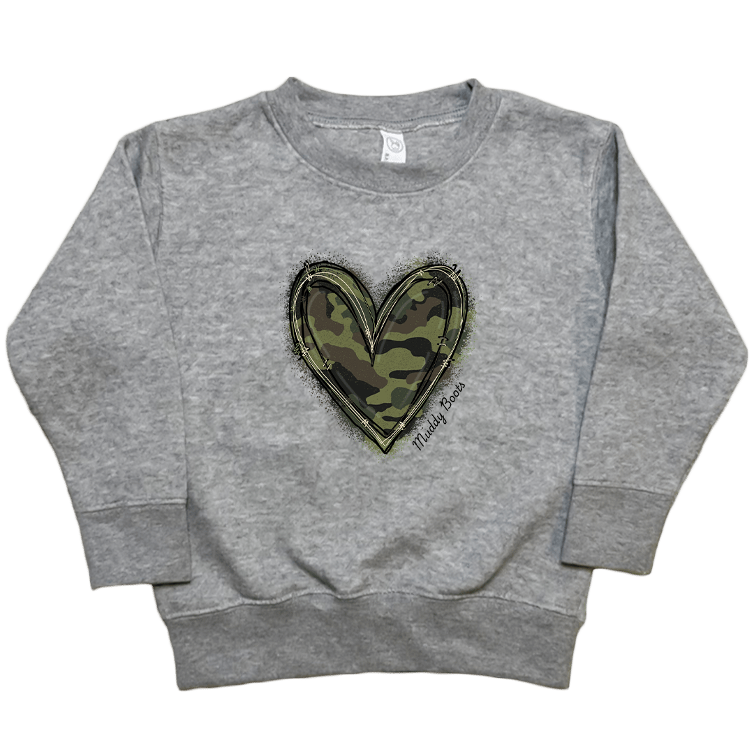 Hidden Heart Toddler Crew Neck Sweatshirt - Muddy Boots Clothing - Crew Neck Sweatshirt