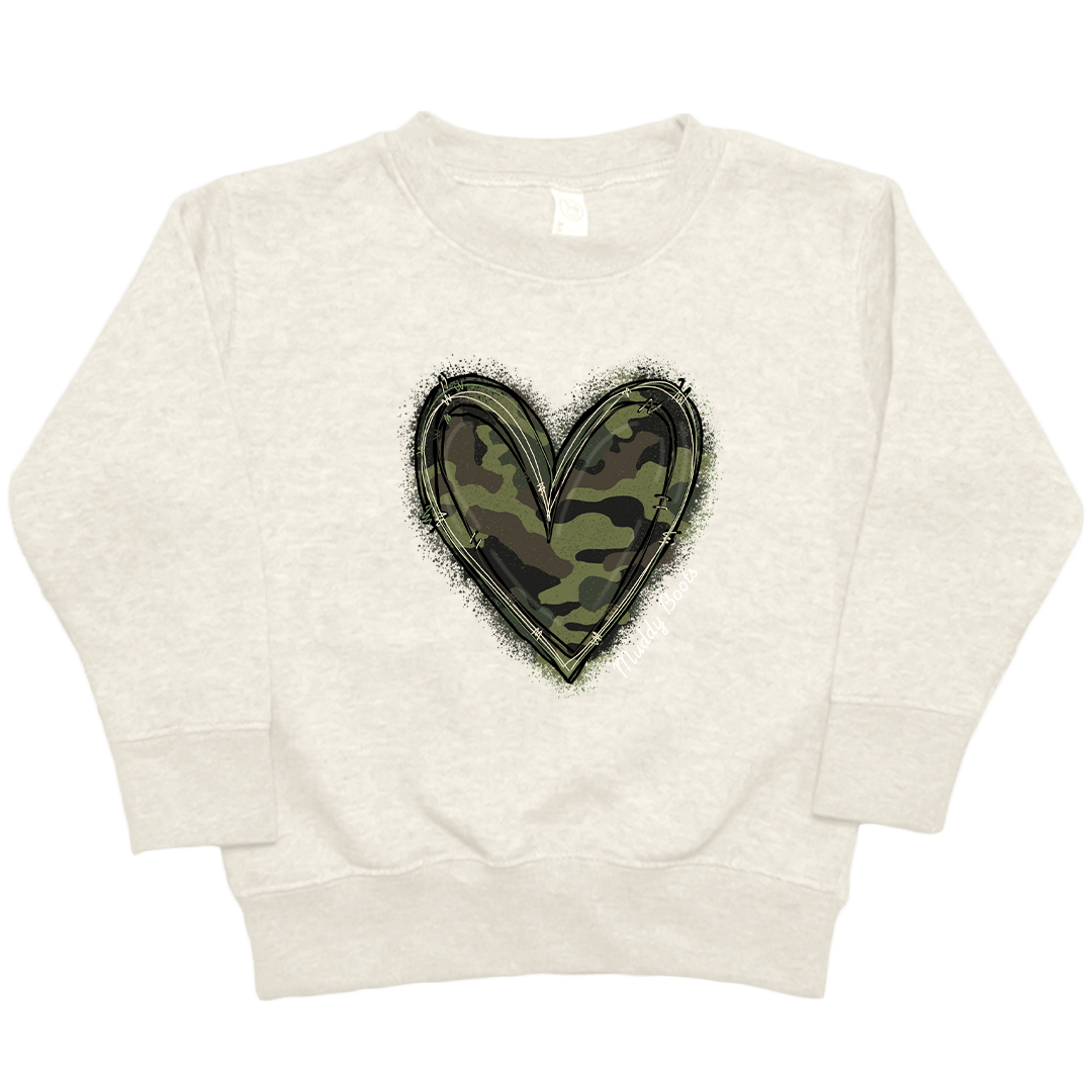 Hidden Heart Toddler Crew Neck Sweatshirt - Muddy Boots Clothing - Crew Neck Sweatshirt