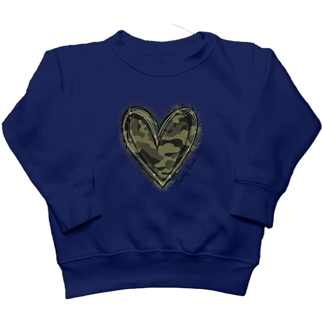 Hidden Heart Toddler Crew Neck Sweatshirt - Muddy Boots Clothing - Crew Neck Sweatshirt