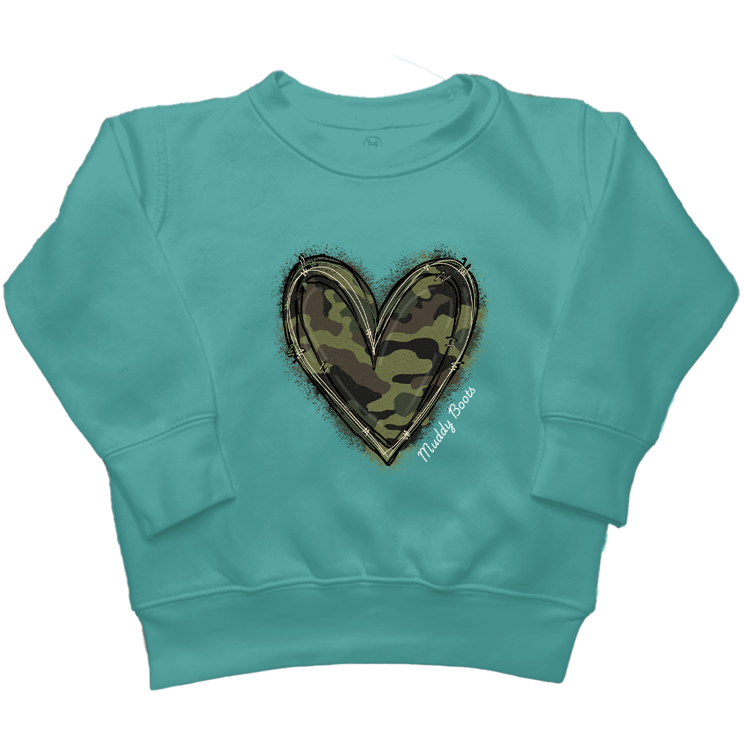 Hidden Heart Toddler Crew Neck Sweatshirt - Muddy Boots Clothing - Crew Neck Sweatshirt