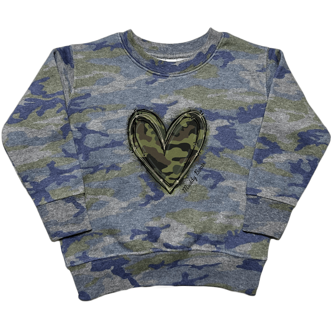 Hidden Heart Toddler Crew Neck Sweatshirt - Muddy Boots Clothing - Crew Neck Sweatshirt