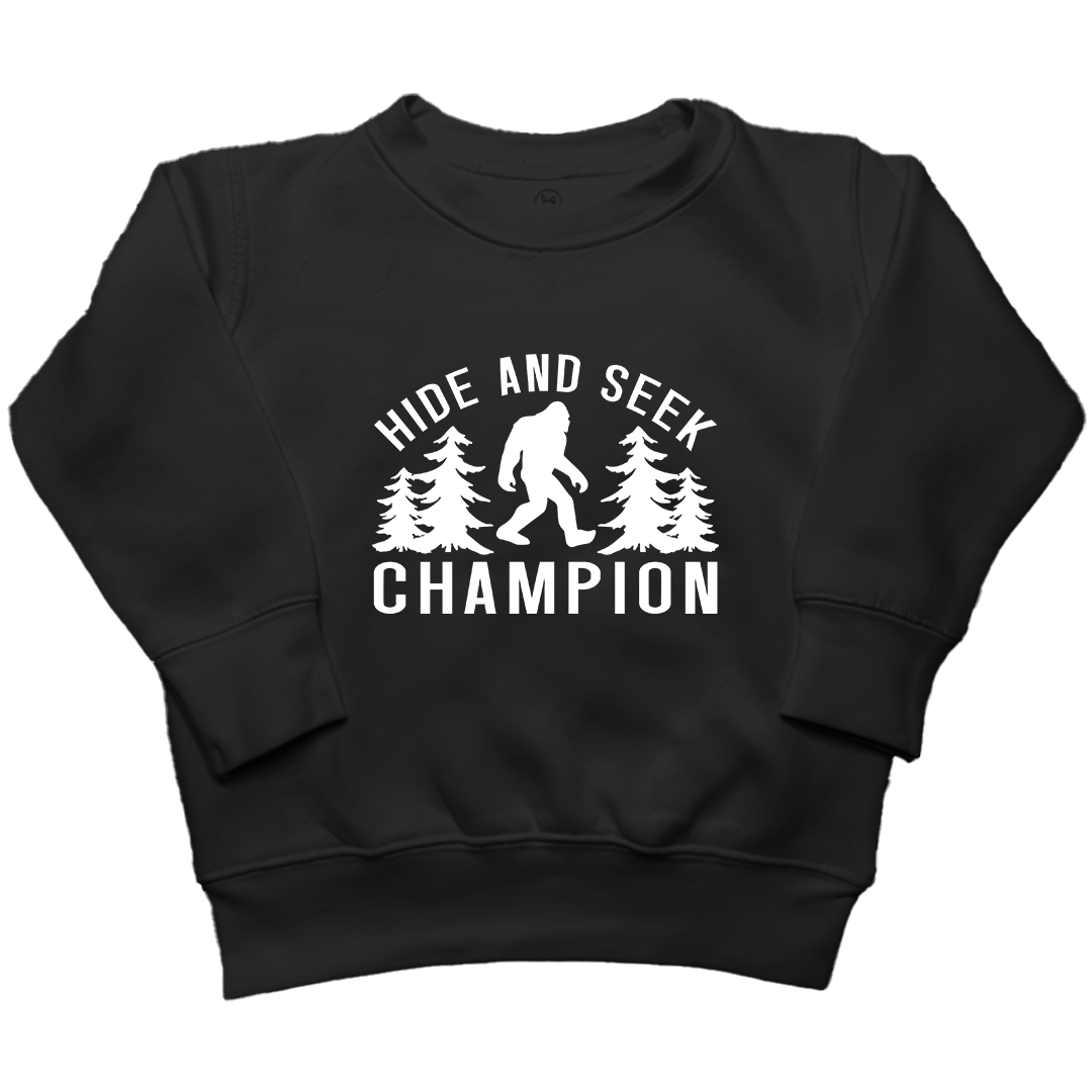 Hide and Seek Sasquatch Kids Crew Neck Sweatshirt - Muddy Boots Clothing - Crew Neck Sweatshirt