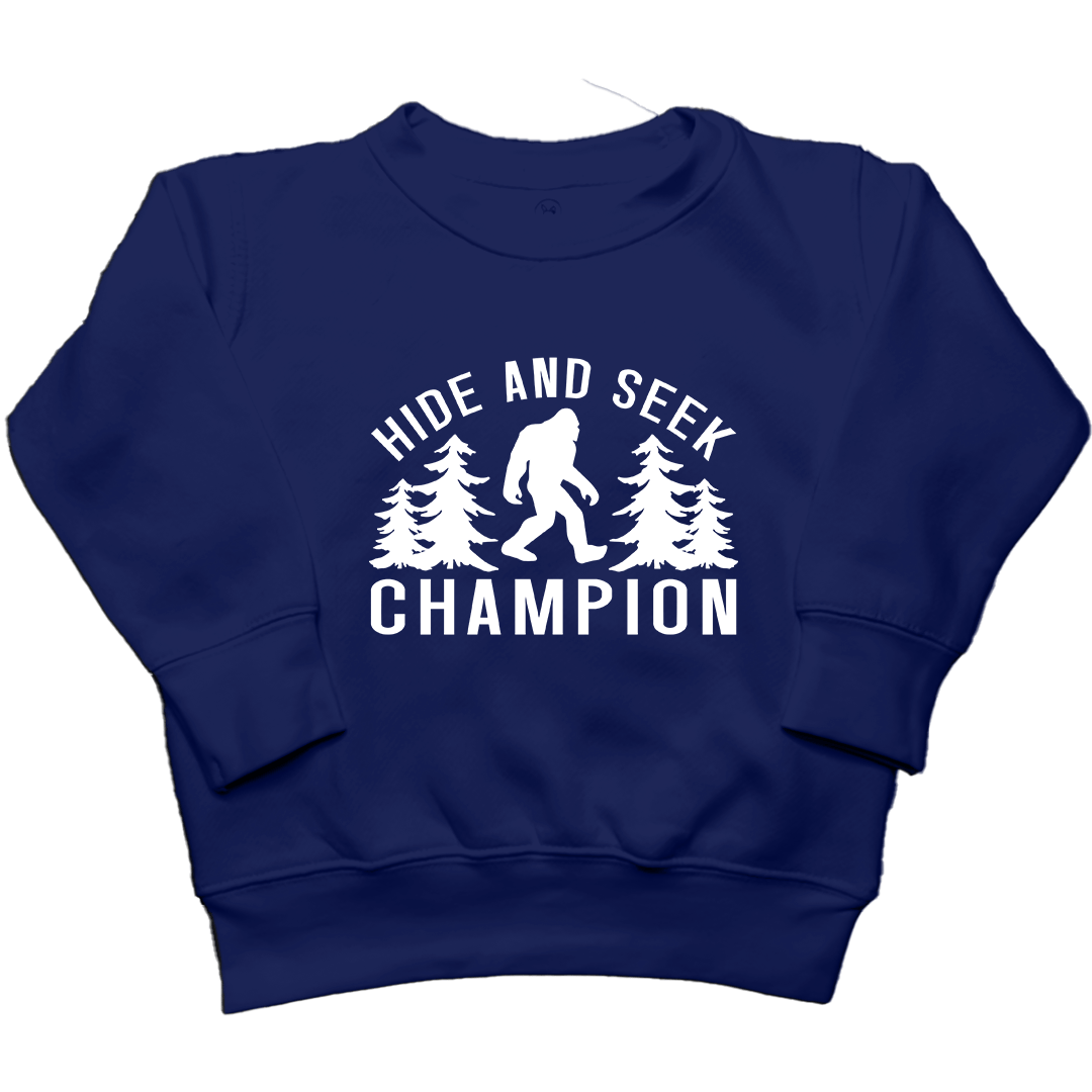 Hide and Seek Sasquatch Kids Crew Neck Sweatshirt - Muddy Boots Clothing - Crew Neck Sweatshirt