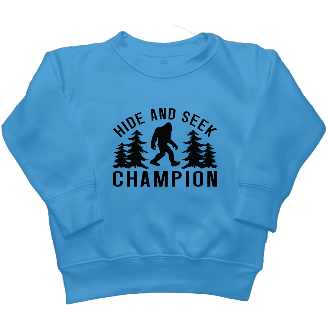 Hide and Seek Sasquatch Kids Crew Neck Sweatshirt - Muddy Boots Clothing - Crew Neck Sweatshirt