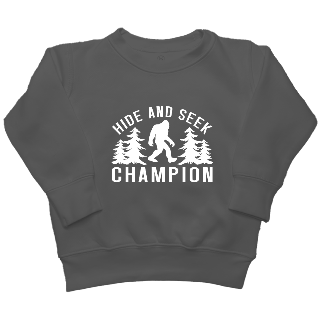 Hide and Seek Sasquatch Kids Crew Neck Sweatshirt - Muddy Boots Clothing - Crew Neck Sweatshirt