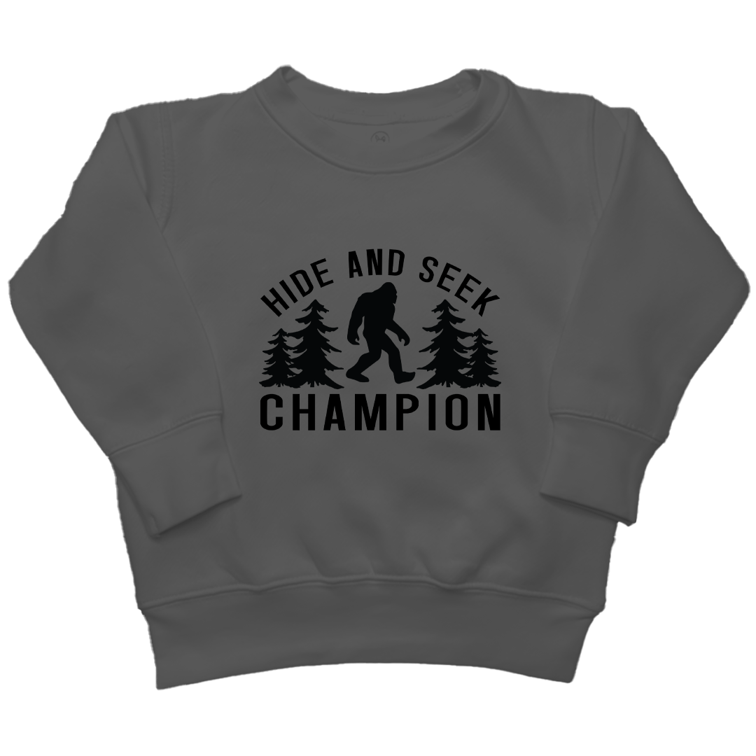 Hide and Seek Sasquatch Kids Crew Neck Sweatshirt - Muddy Boots Clothing - Crew Neck Sweatshirt
