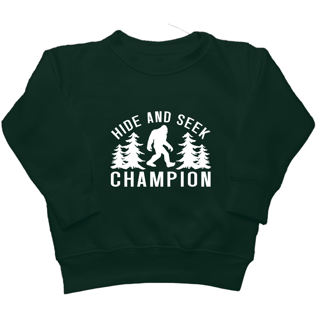 Hide and Seek Sasquatch Kids Crew Neck Sweatshirt - Muddy Boots Clothing - Crew Neck Sweatshirt