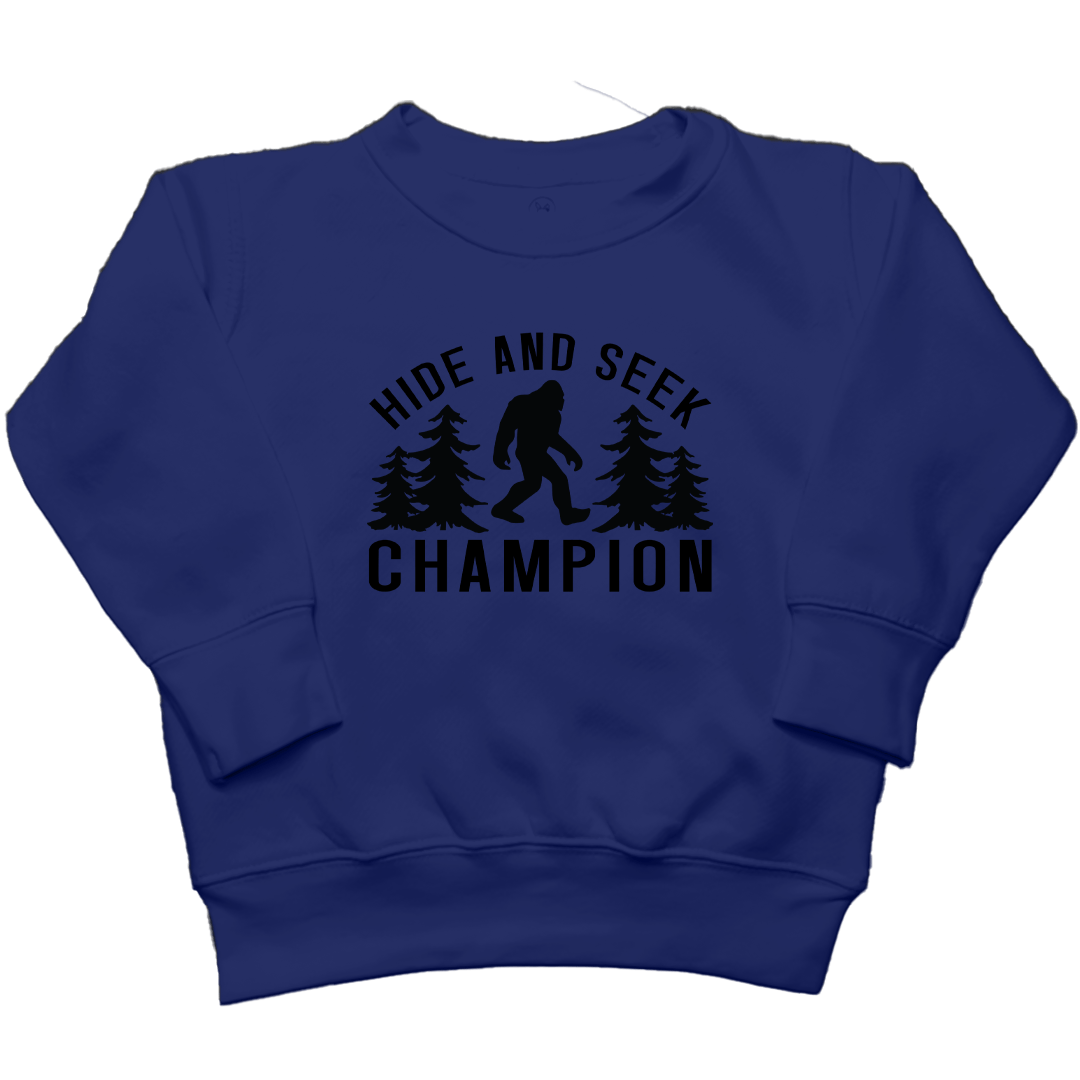 Hide and Seek Sasquatch Kids Crew Neck Sweatshirt - Muddy Boots Clothing - Crew Neck Sweatshirt