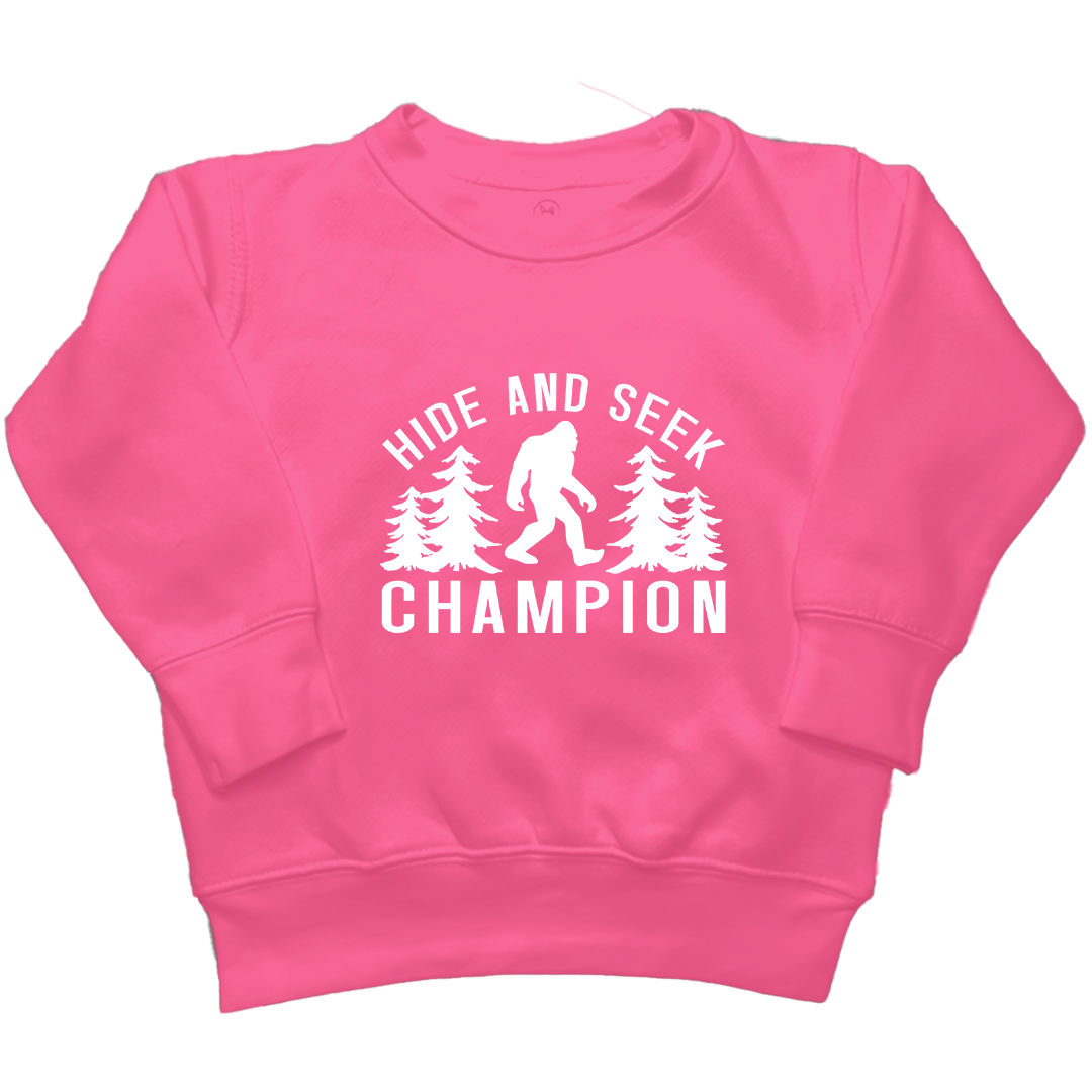 Hide and Seek Sasquatch Kids Crew Neck Sweatshirt - Muddy Boots Clothing - Crew Neck Sweatshirt