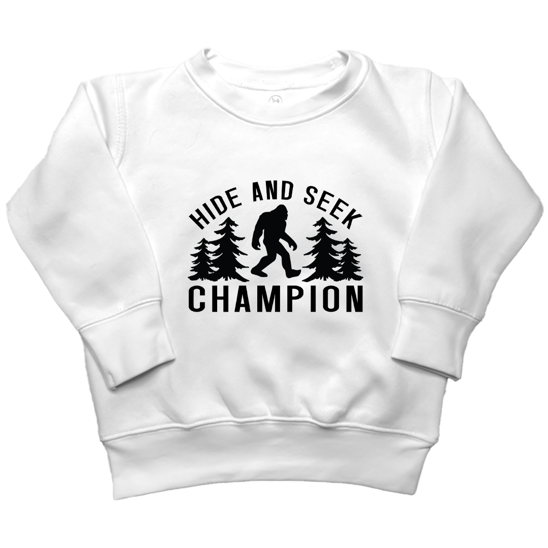Hide and Seek Sasquatch Kids Crew Neck Sweatshirt - Muddy Boots Clothing - Crew Neck Sweatshirt