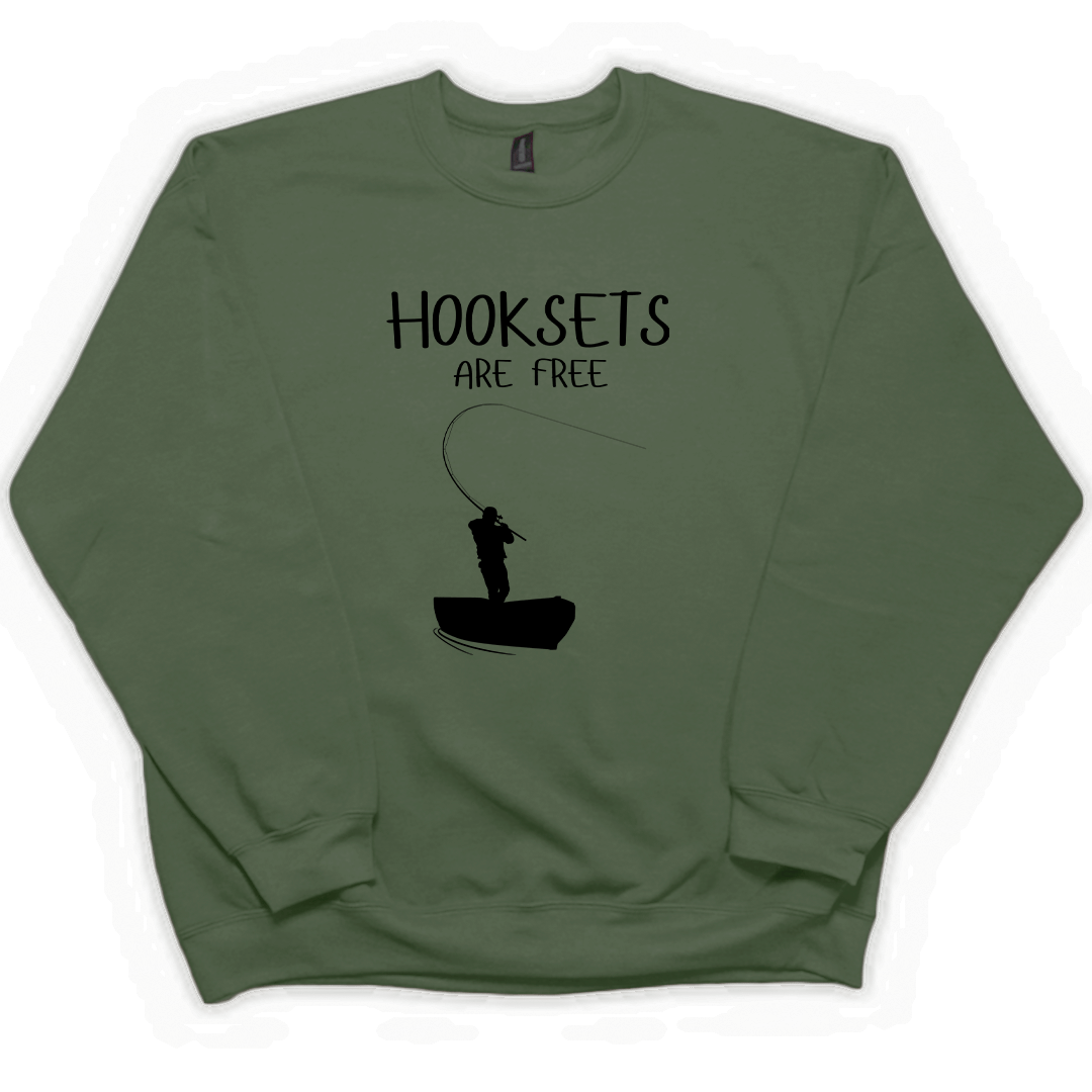 Hooksets Are Free Adult Crew Neck Sweatshirt - Muddy Boots Clothing - Crew Neck Sweatshirt