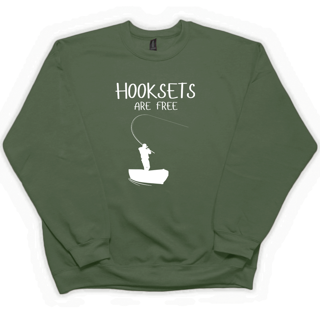 Hooksets Are Free Adult Crew Neck Sweatshirt - Muddy Boots Clothing - Crew Neck Sweatshirt