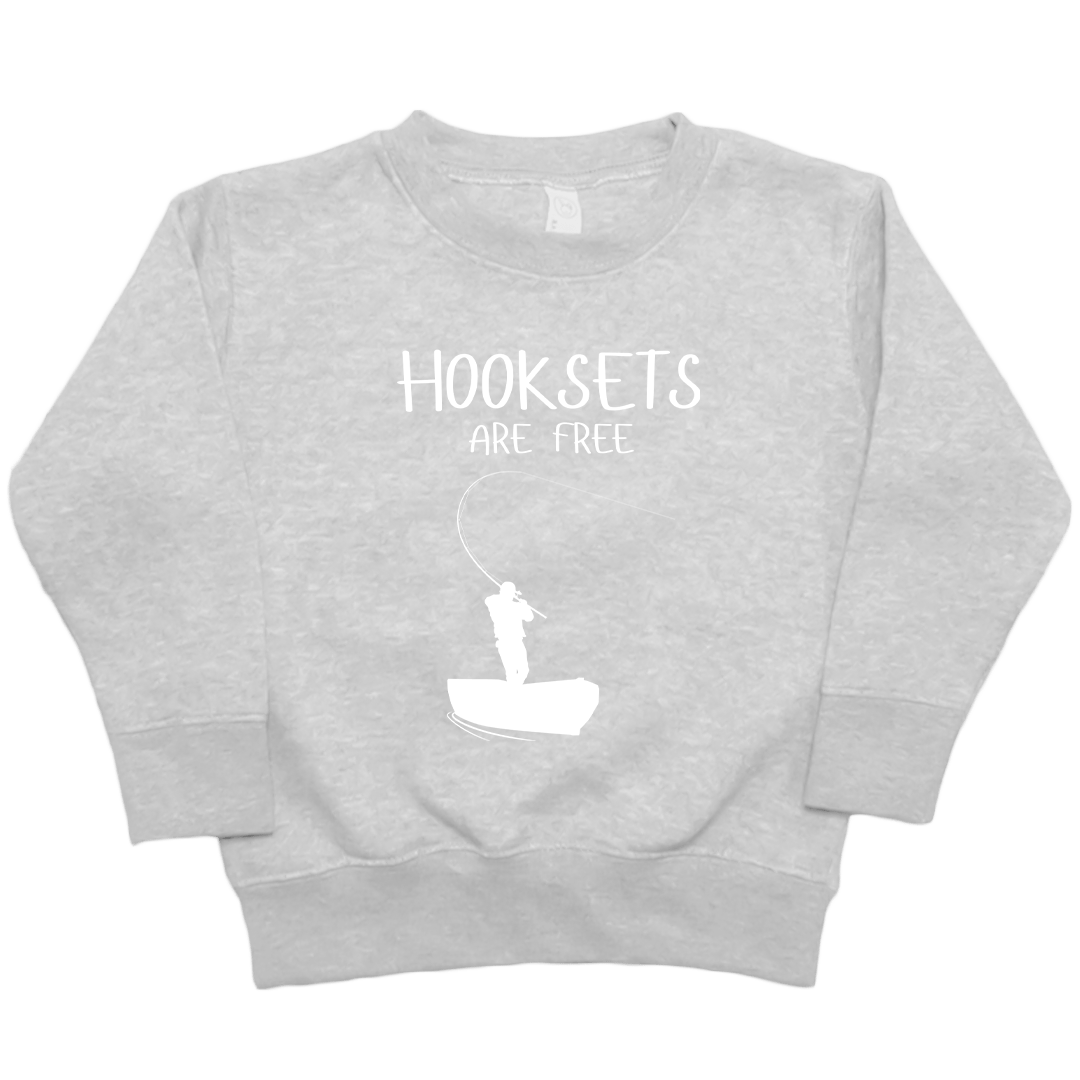 Hooksets Are Free Kids Crew Neck Sweatshirt - Muddy Boots Clothing - Crew Neck Sweatshirt