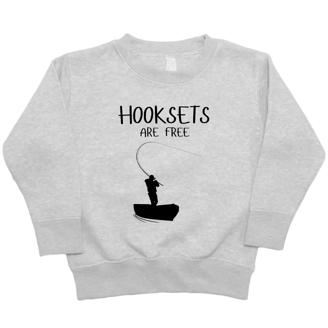 Hooksets Are Free Kids Crew Neck Sweatshirt - Muddy Boots Clothing - Crew Neck Sweatshirt