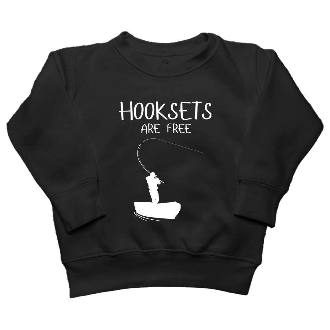 Hooksets Are Free Kids Crew Neck Sweatshirt - Muddy Boots Clothing - Crew Neck Sweatshirt