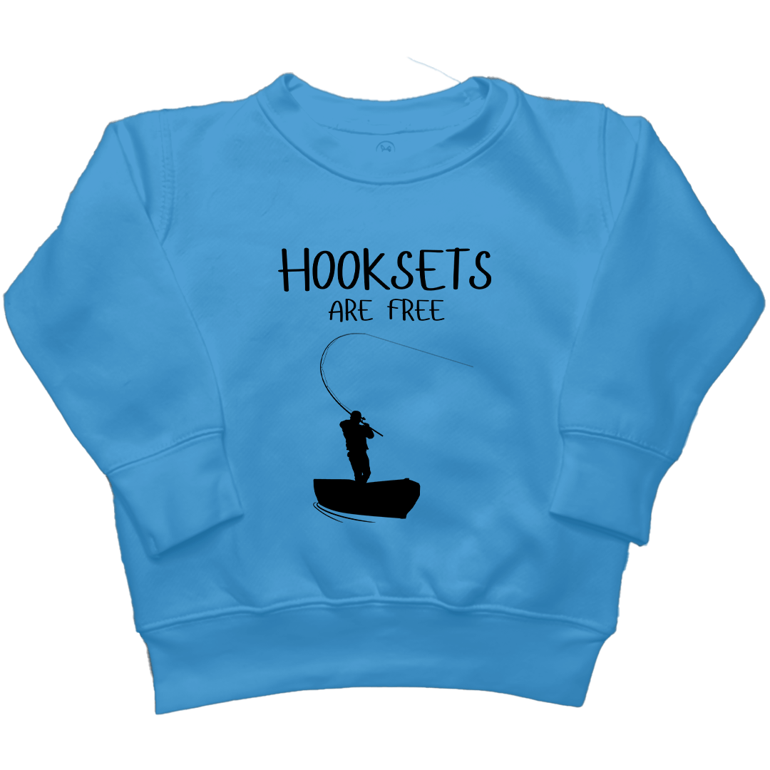 Hooksets Are Free Kids Crew Neck Sweatshirt - Muddy Boots Clothing - Crew Neck Sweatshirt