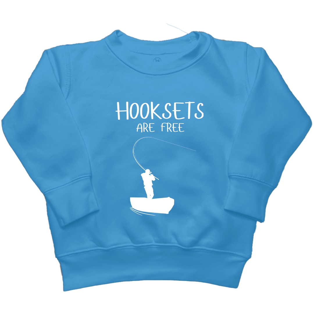 Hooksets Are Free Kids Crew Neck Sweatshirt - Muddy Boots Clothing - Crew Neck Sweatshirt