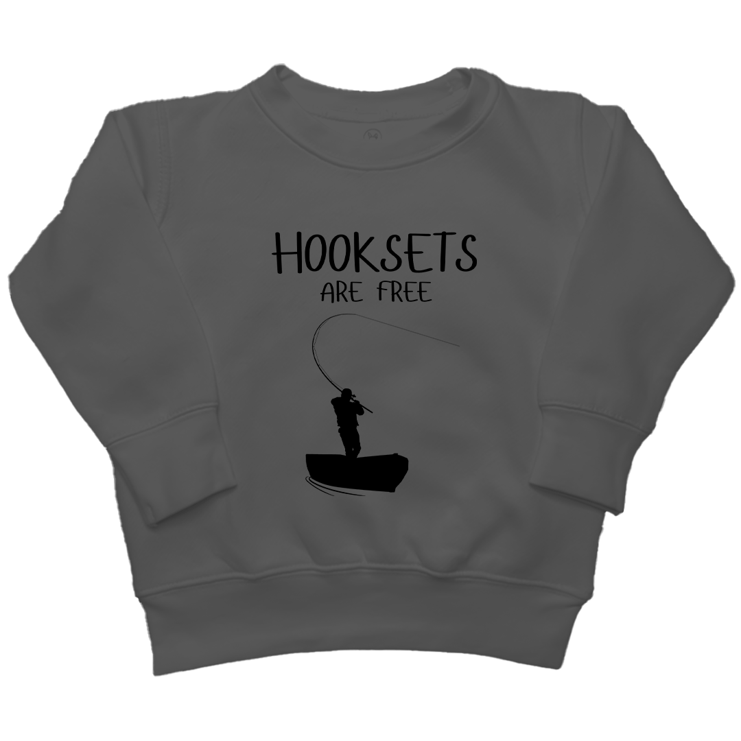 Hooksets Are Free Kids Crew Neck Sweatshirt - Muddy Boots Clothing - Crew Neck Sweatshirt