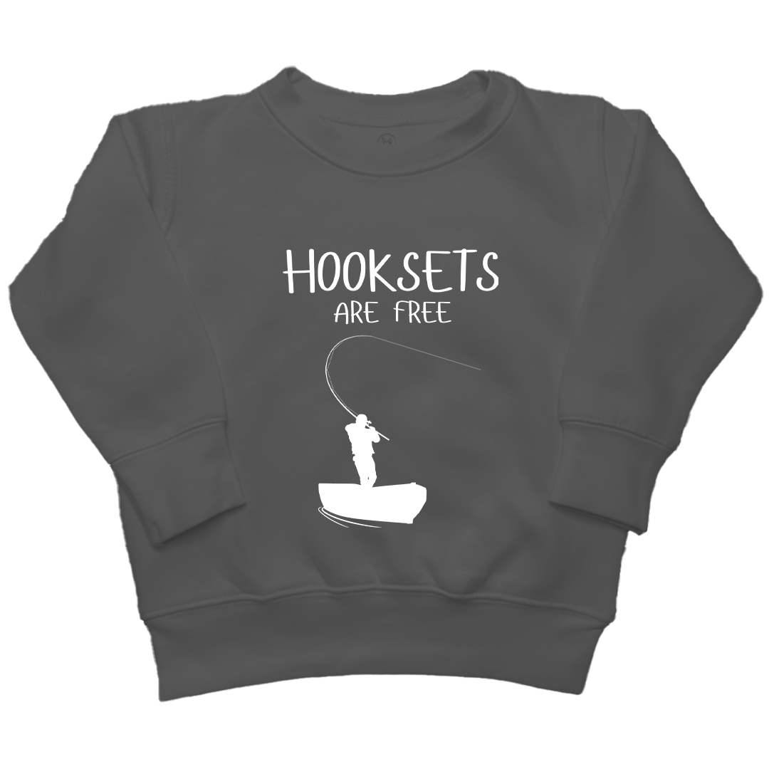 Hooksets Are Free Kids Crew Neck Sweatshirt - Muddy Boots Clothing - Crew Neck Sweatshirt