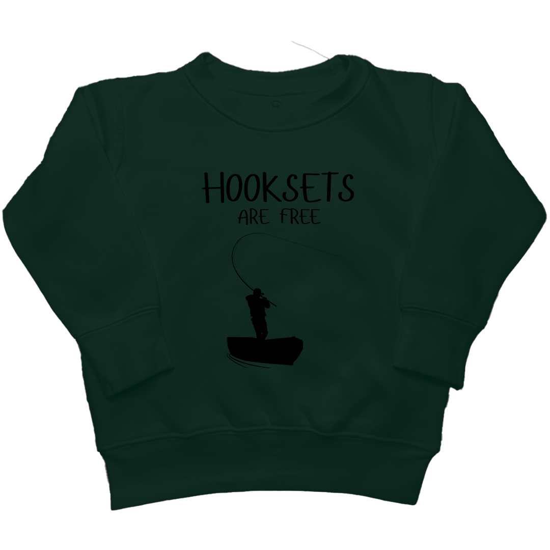Hooksets Are Free Kids Crew Neck Sweatshirt - Muddy Boots Clothing - Crew Neck Sweatshirt