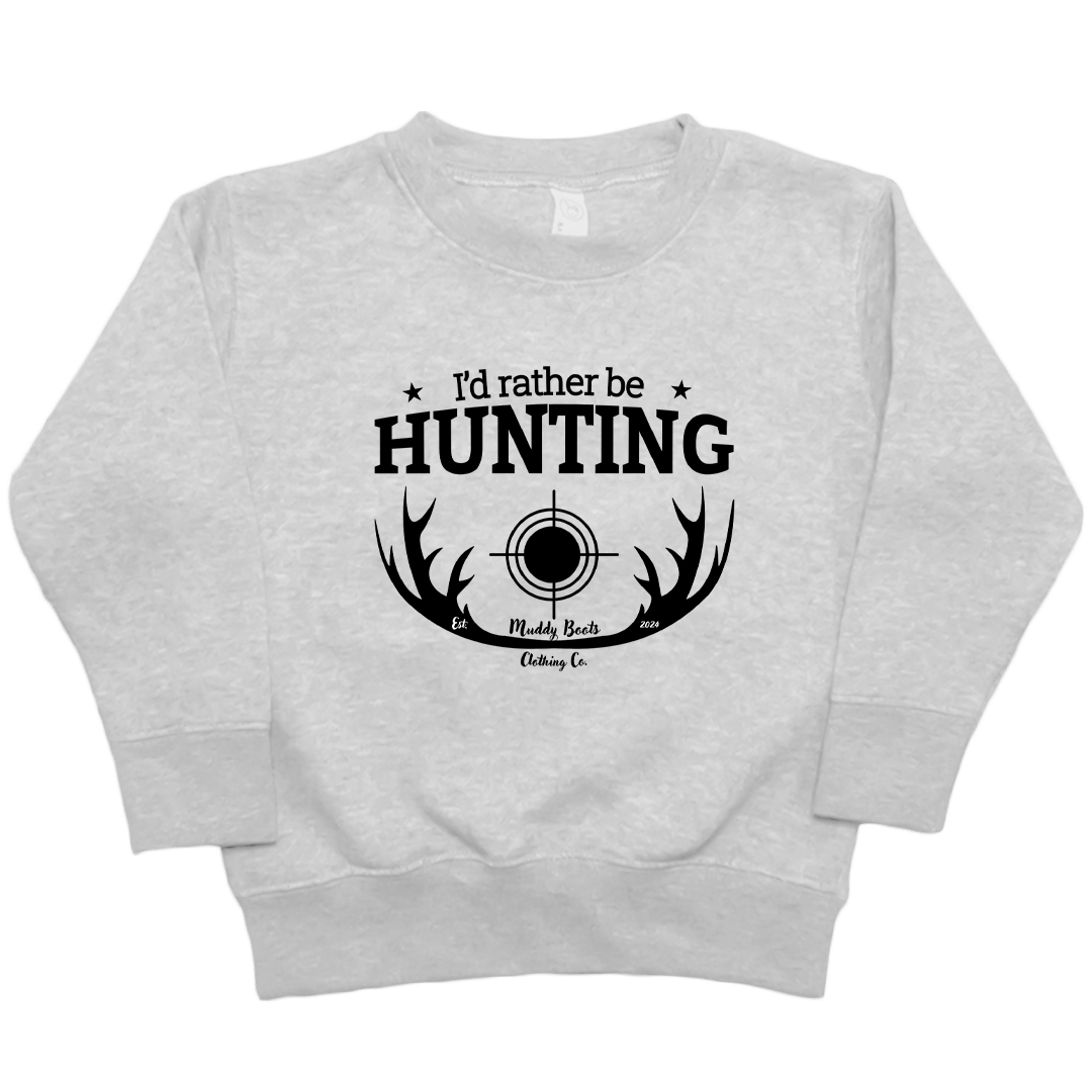 I'd Rather Be Hunting Kids Crew Neck Sweatshirt - Muddy Boots Clothing - Crew Neck Sweatshirt