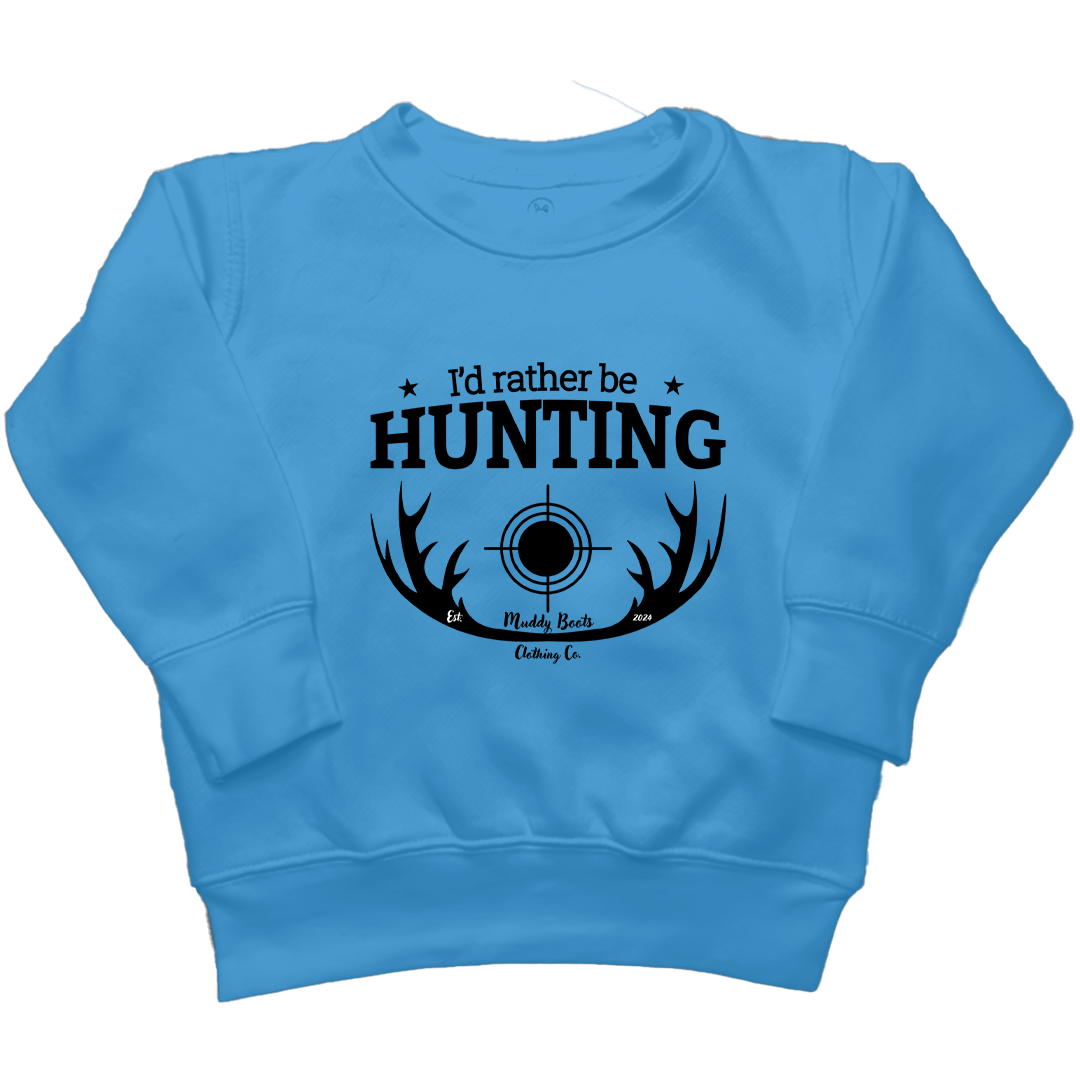 I'd Rather Be Hunting Kids Crew Neck Sweatshirt - Muddy Boots Clothing - Crew Neck Sweatshirt