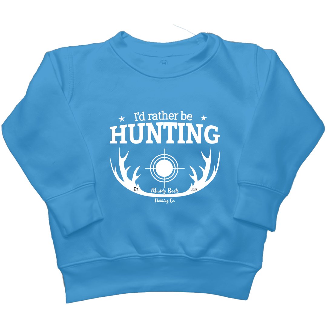 I'd Rather Be Hunting Kids Crew Neck Sweatshirt - Muddy Boots Clothing - Crew Neck Sweatshirt