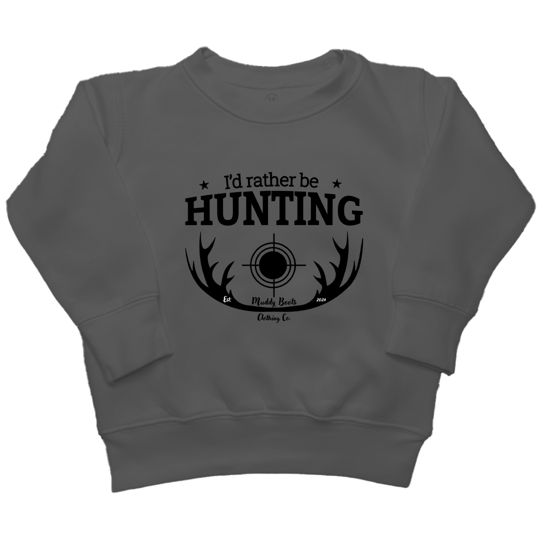 I'd Rather Be Hunting Kids Crew Neck Sweatshirt - Muddy Boots Clothing - Crew Neck Sweatshirt