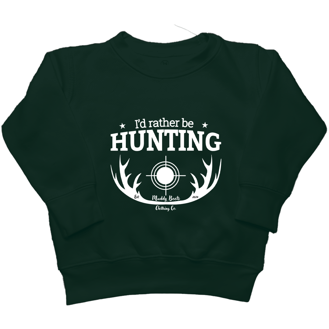 I'd Rather Be Hunting Kids Crew Neck Sweatshirt - Muddy Boots Clothing - Crew Neck Sweatshirt