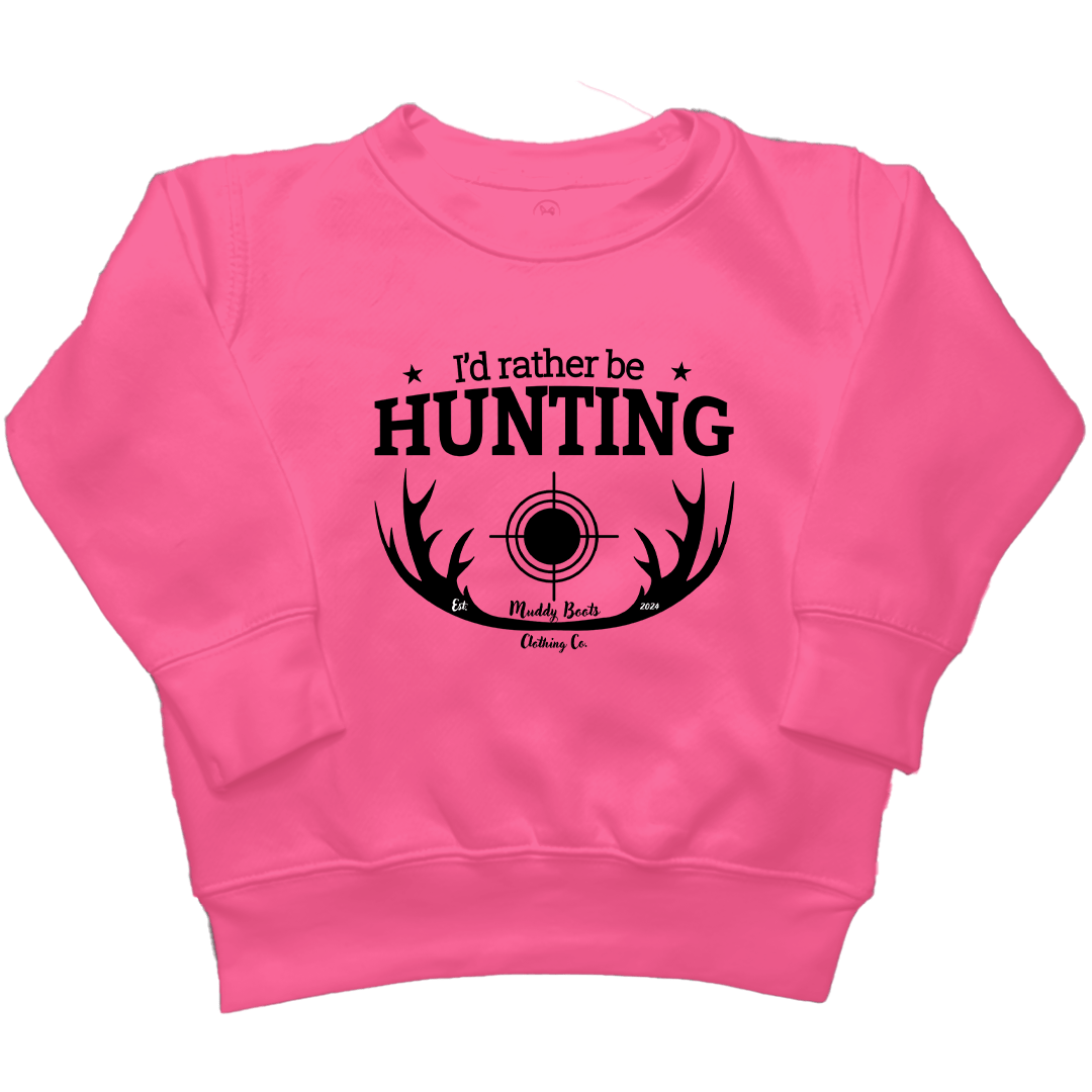 I'd Rather Be Hunting Kids Crew Neck Sweatshirt - Muddy Boots Clothing - Crew Neck Sweatshirt