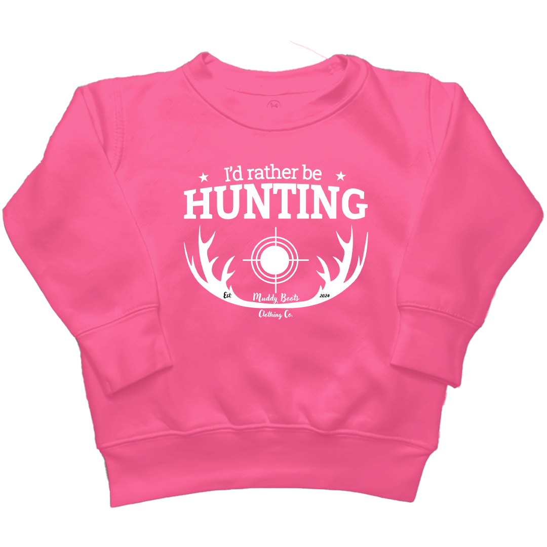 I'd Rather Be Hunting Kids Crew Neck Sweatshirt - Muddy Boots Clothing - Crew Neck Sweatshirt