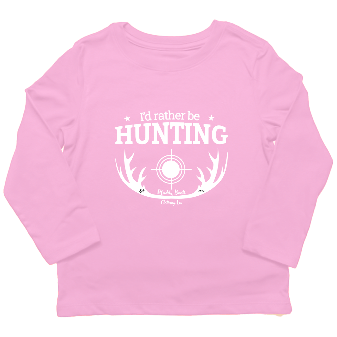 I'd Rather Be Hunting Kids Long Sleeve Tee - Muddy Boots Clothing - Long Sleeve Tee