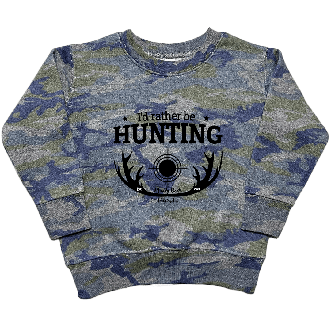 I'd Rather Be Hunting Toddler Crew Neck Sweatshirt - Muddy Boots Clothing - Crew Neck Sweatshirt