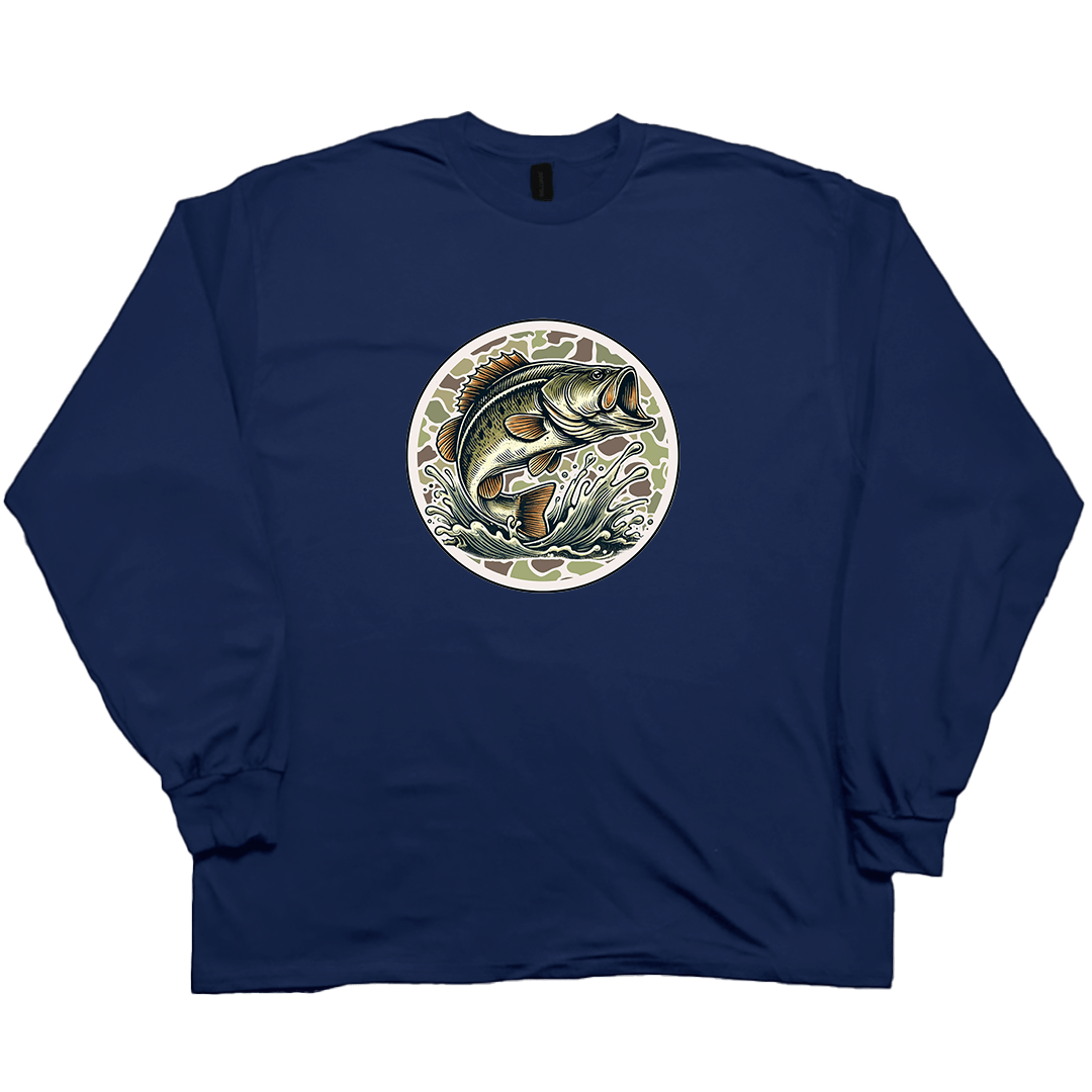 Jumping Bass Adult Long Sleeve Tee - Muddy Boots Clothing - Long Sleeve Tee