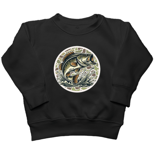 Jumping Bass Kids Crew Neck Sweatshirt - Muddy Boots Clothing - Crew Neck Sweatshirt