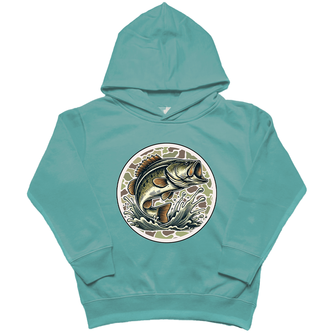 Jumping Bass Toddler Hoodie - Muddy Boots Clothing - Hoodie