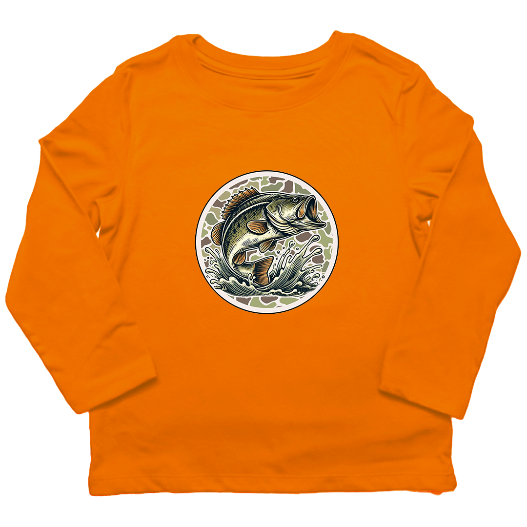 Jumping Bass Toddler Long Sleeve Tee - Muddy Boots Clothing - Long Sleeve Tee