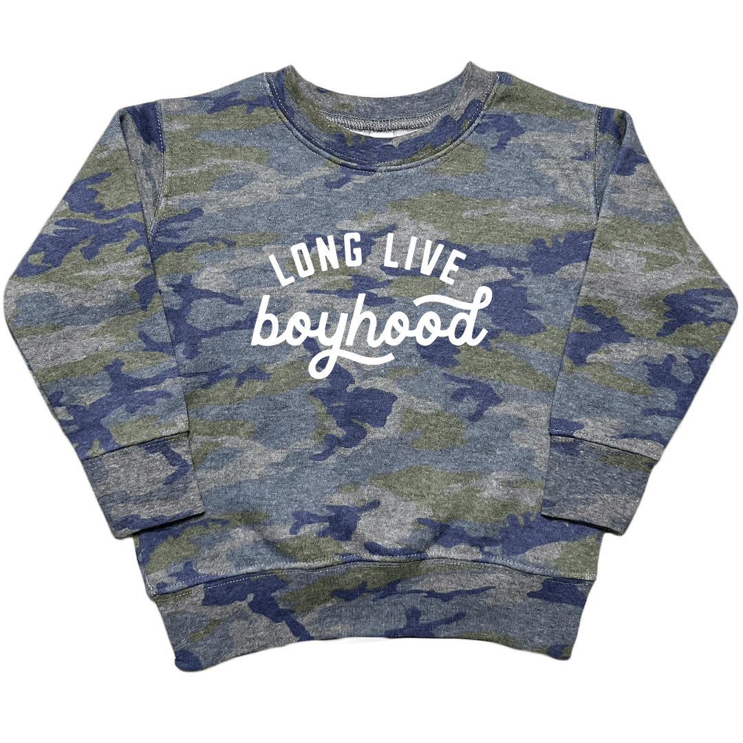 Long Live Boyhood Toddler Crew Neck Sweatshirt - Muddy Boots Clothing - Crew Neck Sweatshirt