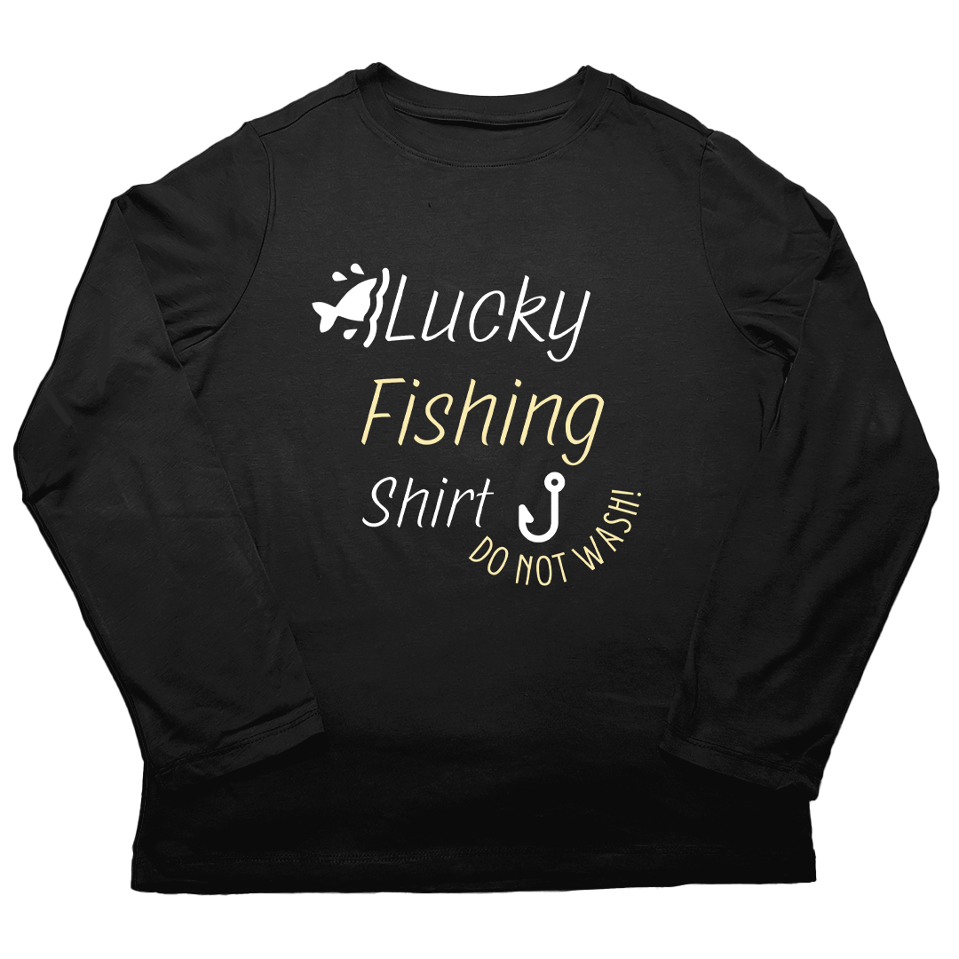 Lucky Fishing Shirt Adult Long Sleeve Tee - Muddy Boots Clothing - Long Sleeve Tee