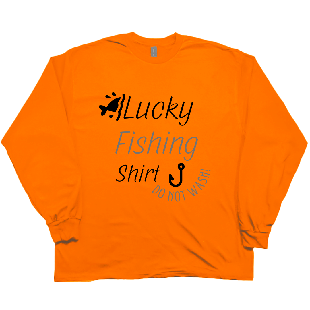 Lucky Fishing Shirt Adult Long Sleeve Tee - Muddy Boots Clothing - Long Sleeve Tee