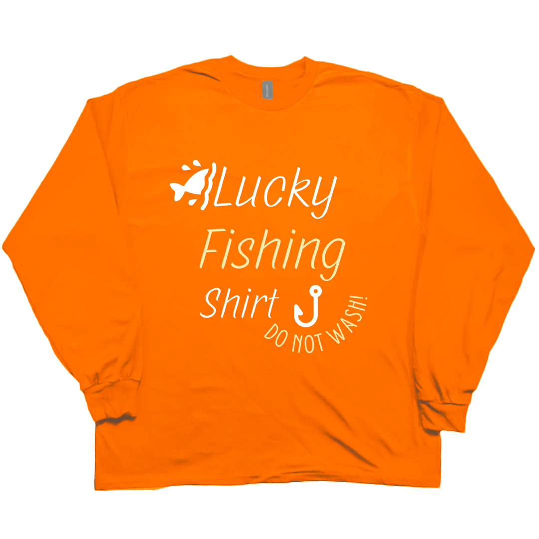 Lucky Fishing Shirt Adult Long Sleeve Tee - Muddy Boots Clothing - Long Sleeve Tee
