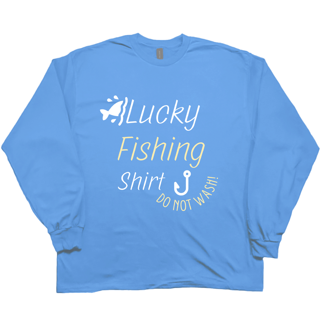 Lucky Fishing Shirt Adult Long Sleeve Tee - Muddy Boots Clothing - Long Sleeve Tee