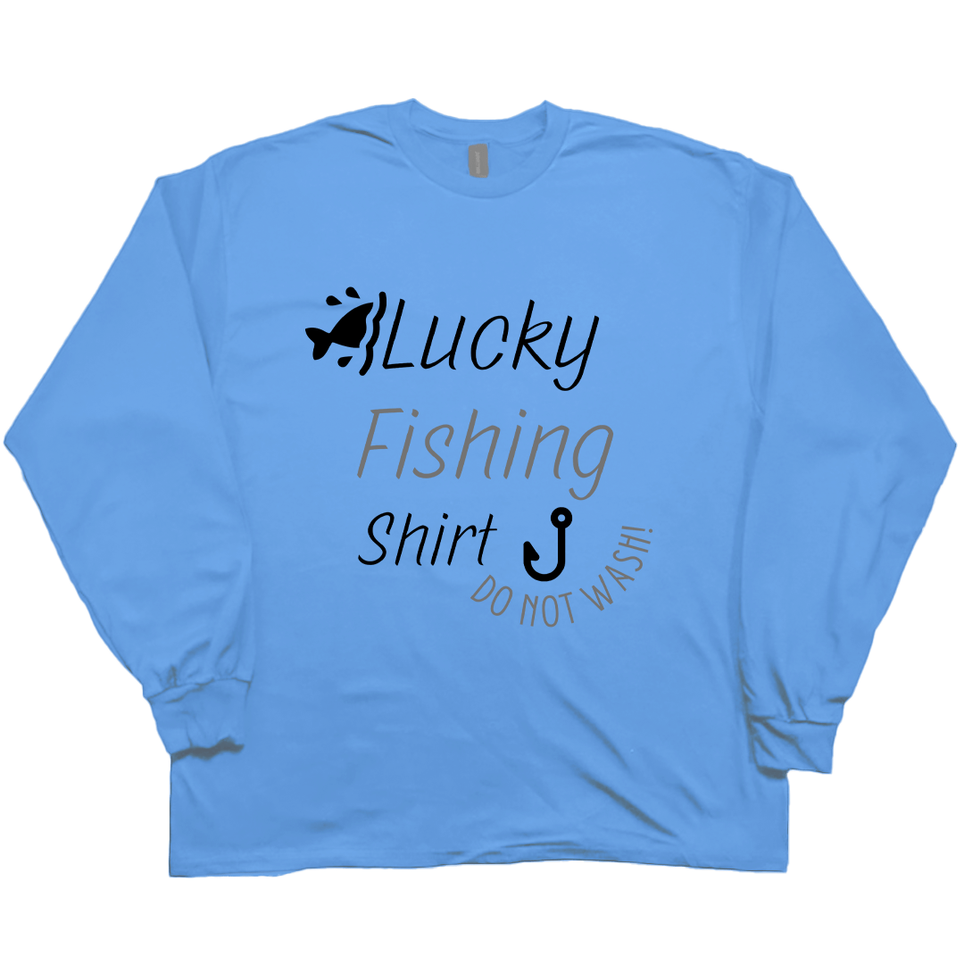 Lucky Fishing Shirt Adult Long Sleeve Tee - Muddy Boots Clothing - Long Sleeve Tee