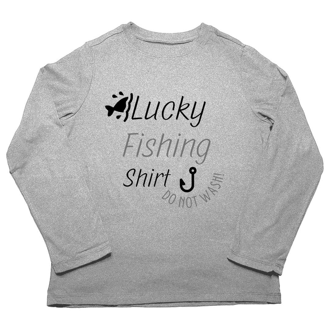 Lucky Fishing Shirt Adult Long Sleeve Tee - Muddy Boots Clothing - Long Sleeve Tee